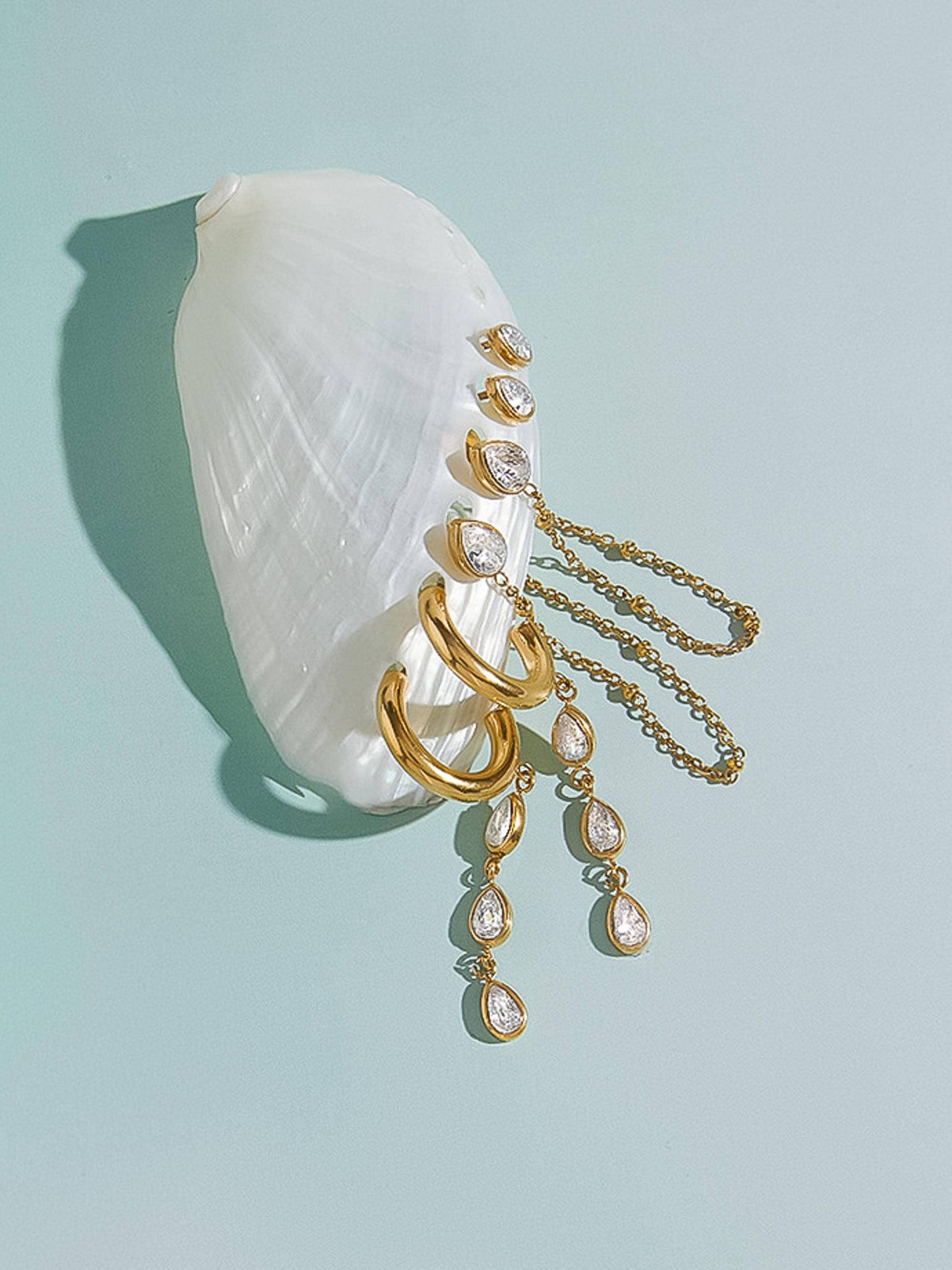 Finley  Non-Tarnish CZ Chain Drop Earring Sets