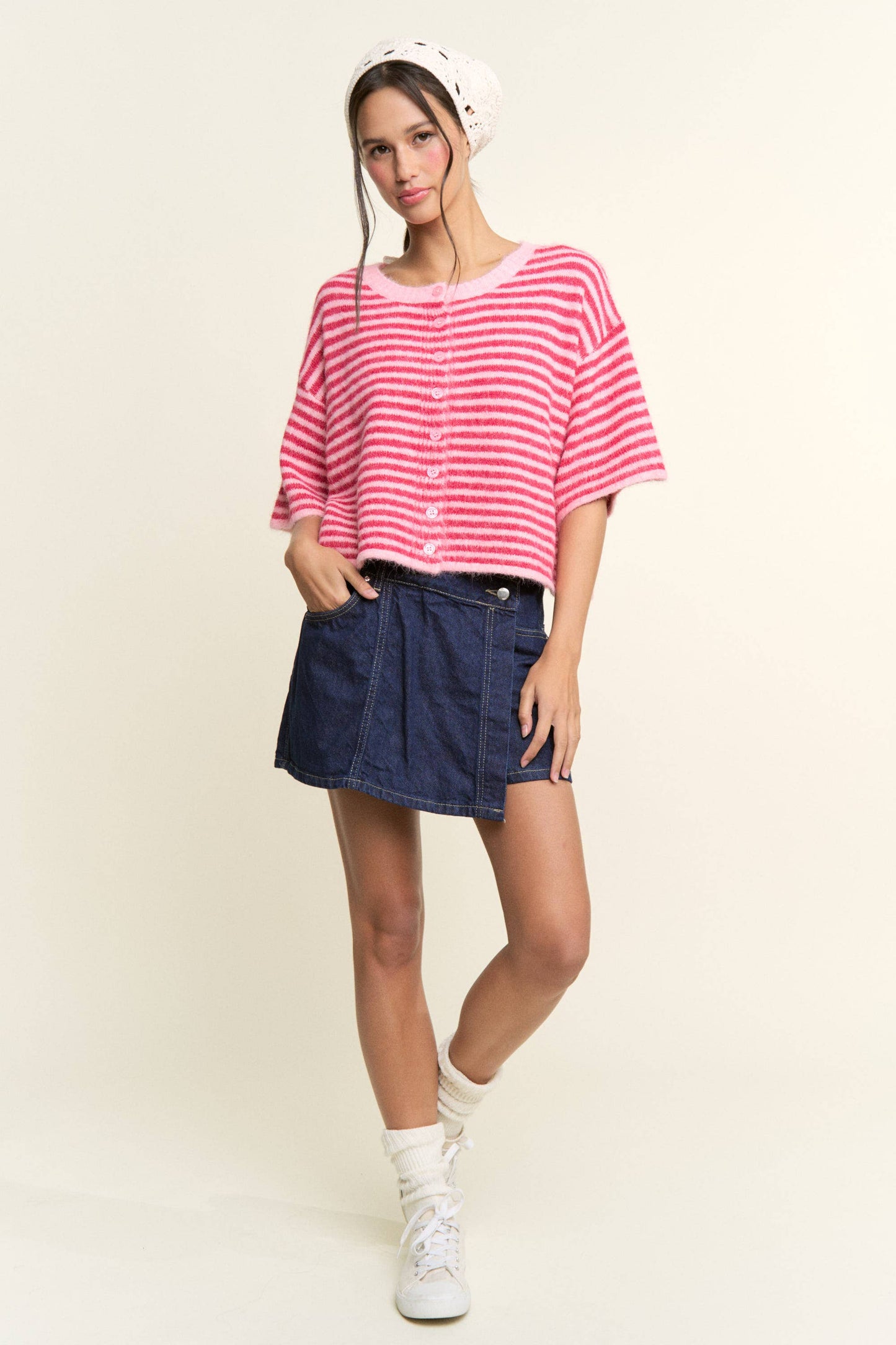 Multi Striped Cropped Soft Knit
