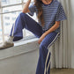 Cotton Striped Short Sleeve Crew Neck Top