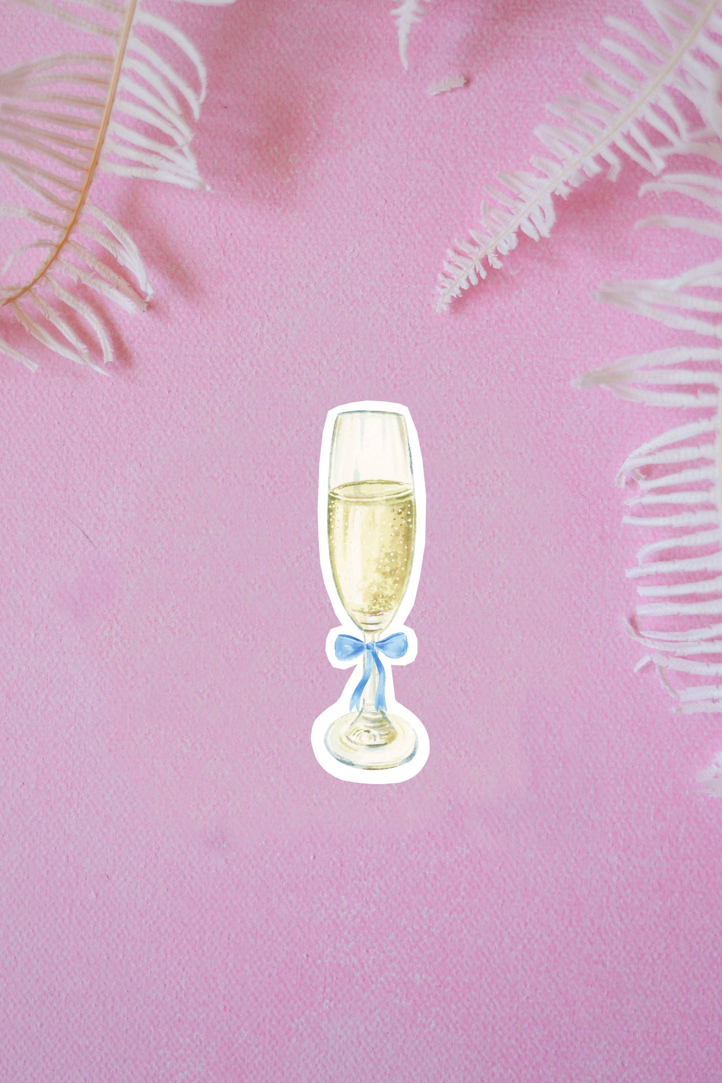 Champagne glass bow vinyl sticker