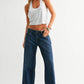 Mid Rise Stretch Palazzo - DARK DENIM