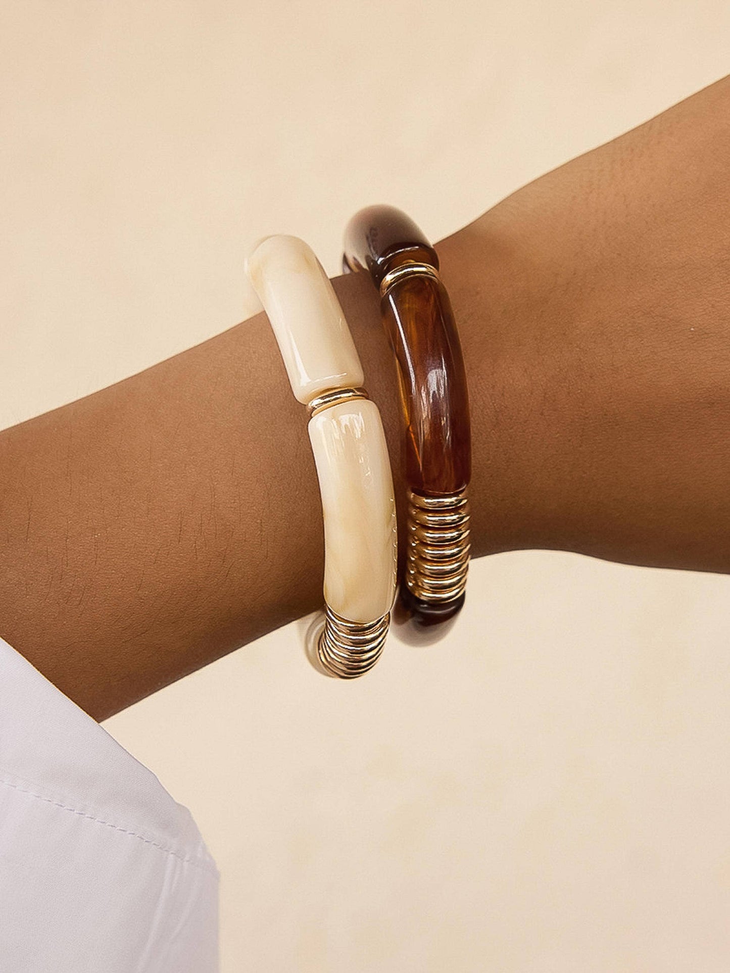 Cove 18K Gold Non-Tarnish Chunky Bangle Set