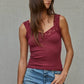 Knit Seamless Ribbed Tank Top with Lace Trim