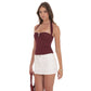 Halter Pinstripe Top In Burgundy