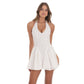 Floral Eyelet Halter Dress in White