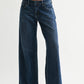 Mid Rise Stretch Palazzo - DARK DENIM