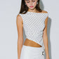 Polka Dot Asymmetrical Off Shoulder Top