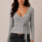 WRAP PLUNGE LONG SLEEVE TOP