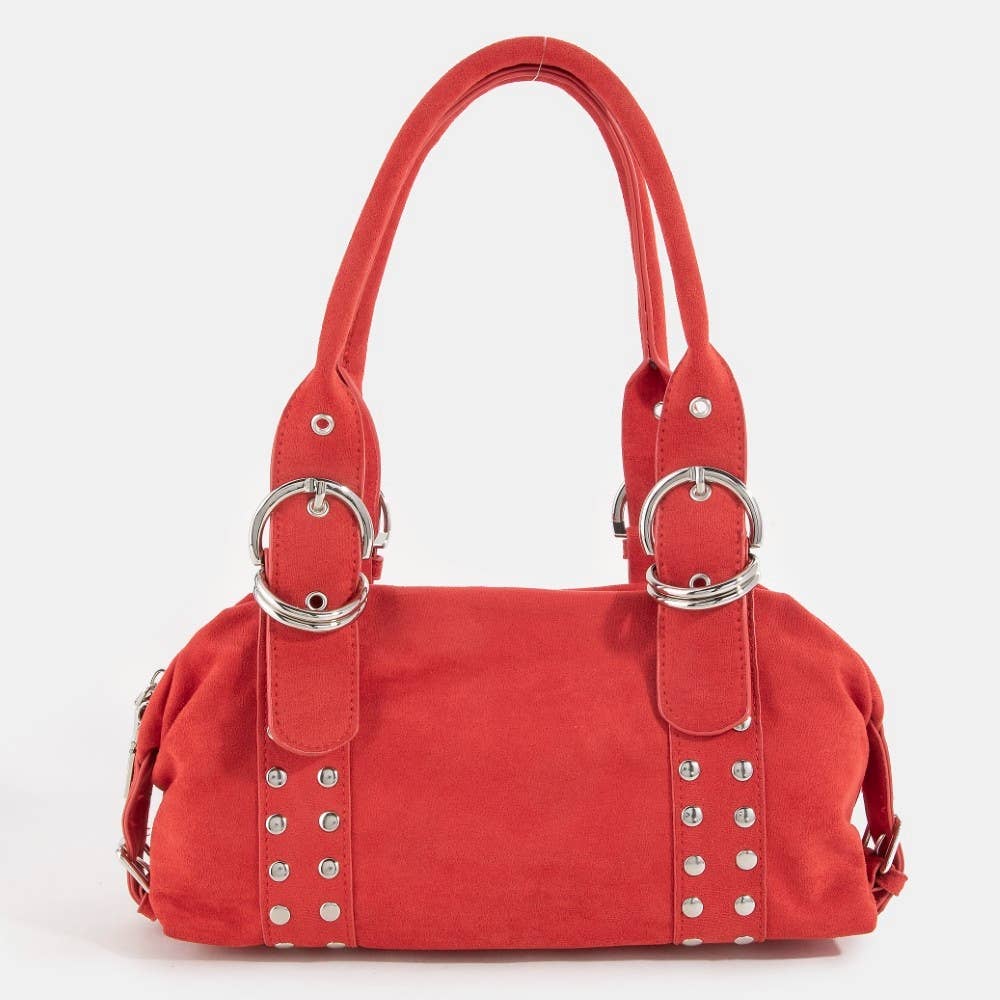 Grommet Accent Suede Hand Bag