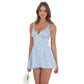 Floral Jacquard Bow Tie Dress in Light Blue