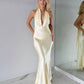 HALTERNECK SATIN MAXI DRESS