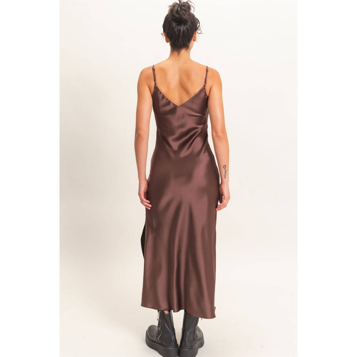 Satin V-Neck Slip Dress