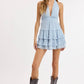 CHIFFON HALTER RUFFLE MINI DRESS