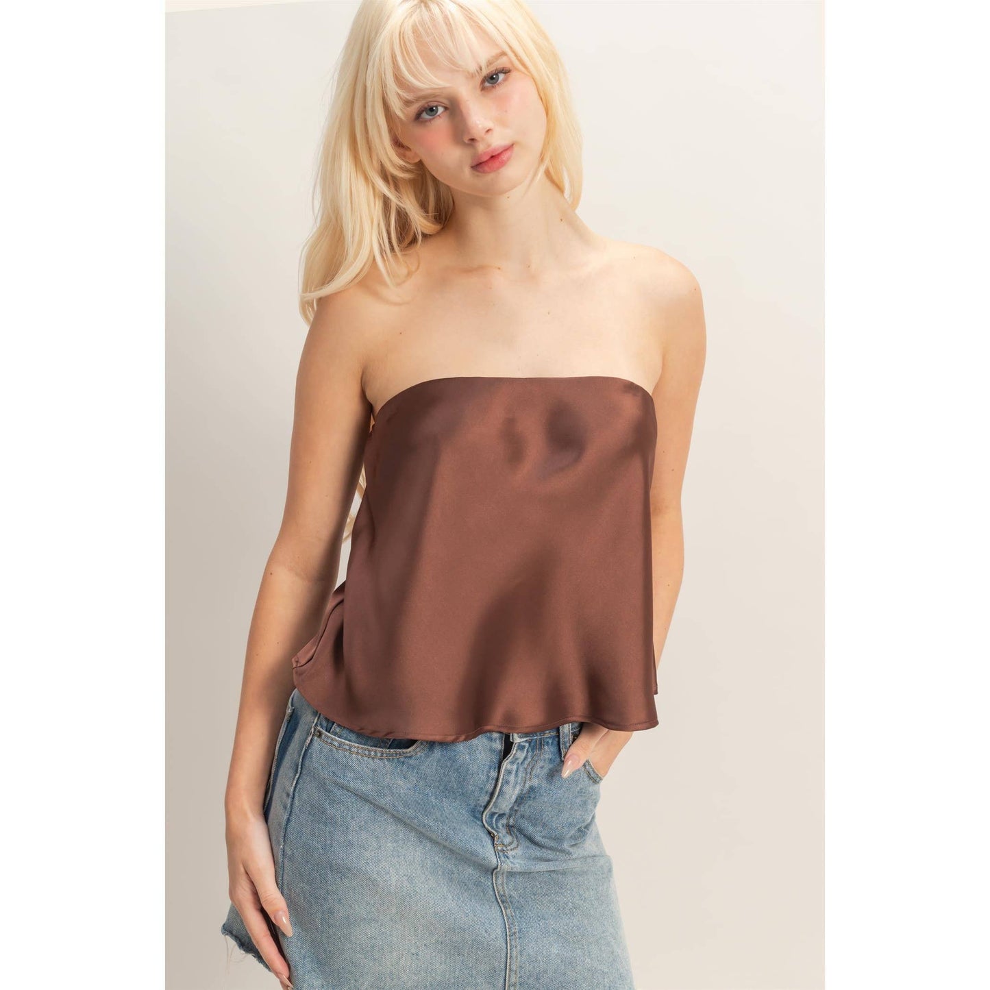 Satin Strapless Tube Top