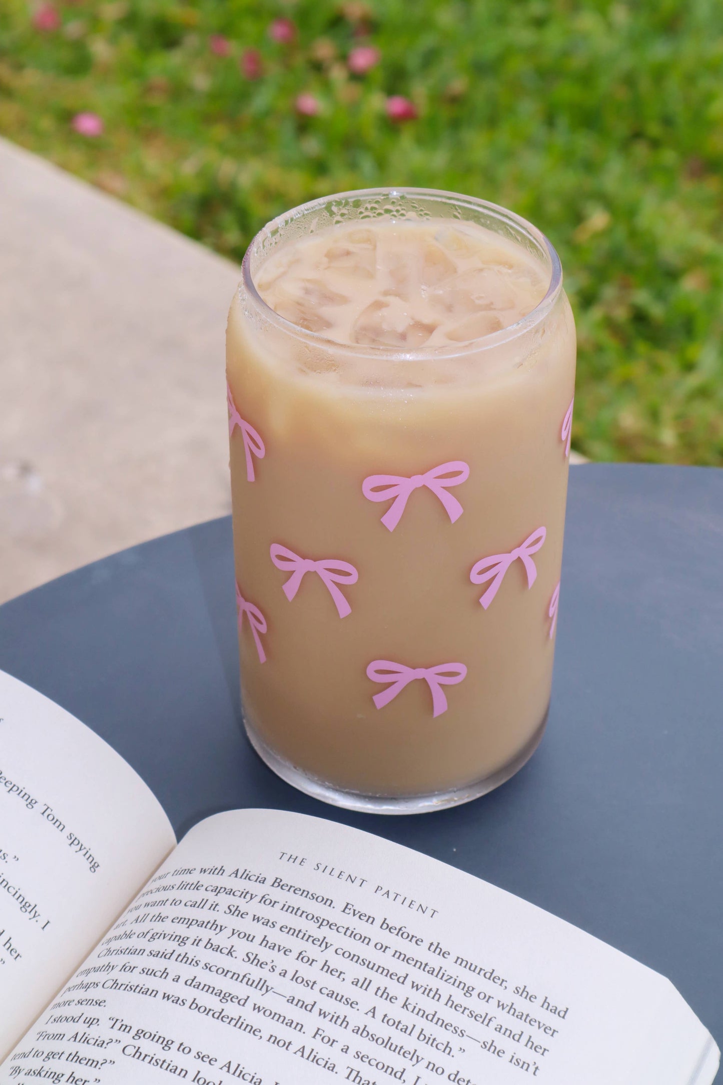 Pink Bow Glass Cup