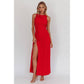 HIGH NECK RUCH MAXI DRESS