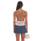 Sequin Floral Open back Top in Pink