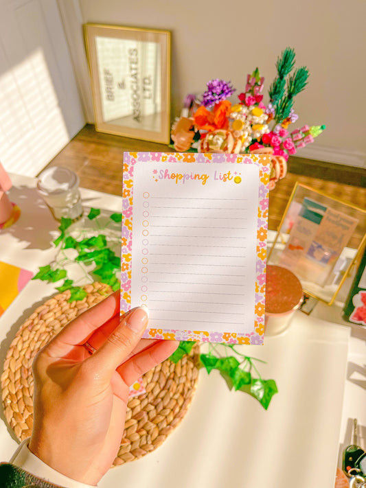 Floral Shopping List Notepad