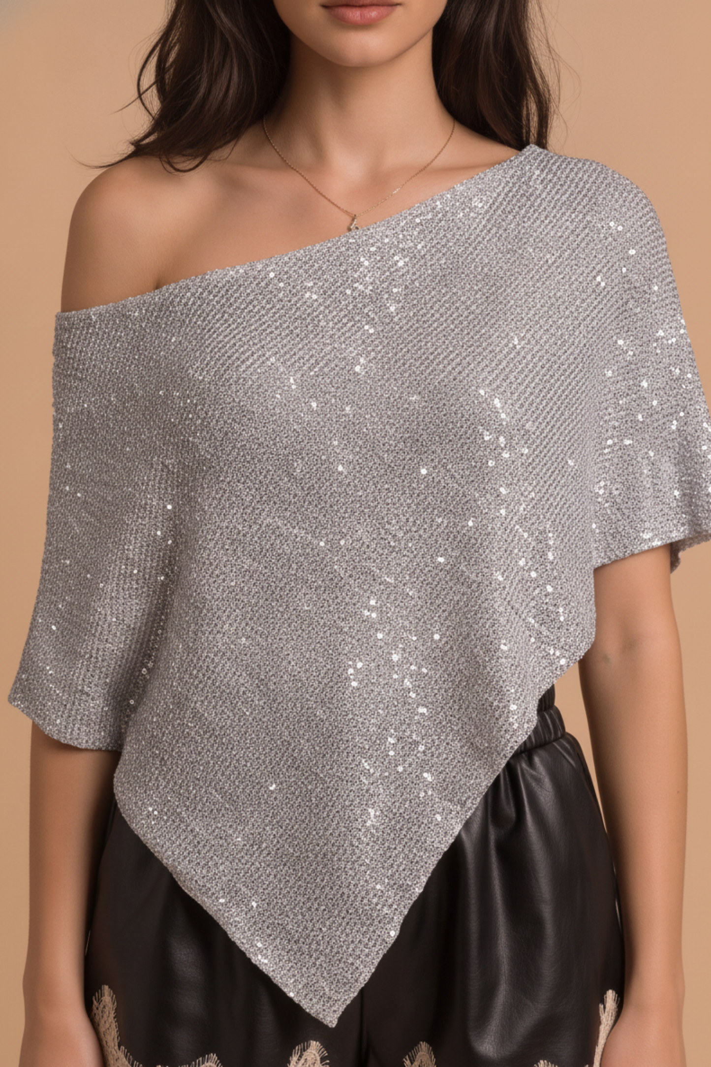 SEQUIN SWEATER PONCHO