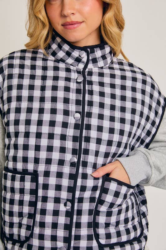 Drop Shoulder High Collared Quilt Vest