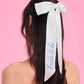 Something Blue Bow - White Satin Embroidered Bow