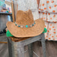 Blue Shell Woven Straw Western Hat