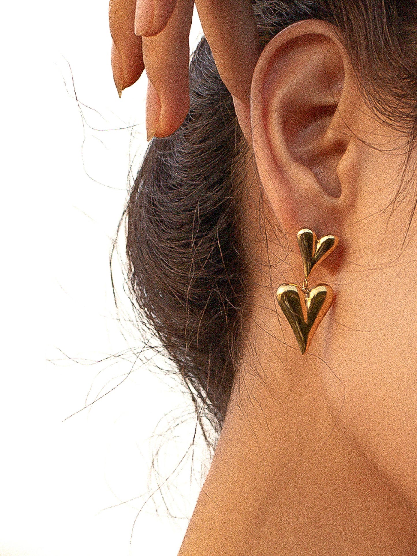 Adeline 18K Gold Non-Tarnish Layered Heart Earring