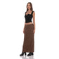 Ruffle Lace Maxi Skirt in Brown