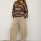 SMOCKED WAIST DRAWSTRING BARREL LEG SWEATPANTS