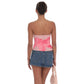 Mesh Floral Ruched Tube Top