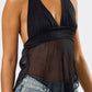 Knit Jersey & Chiffon Halter Top