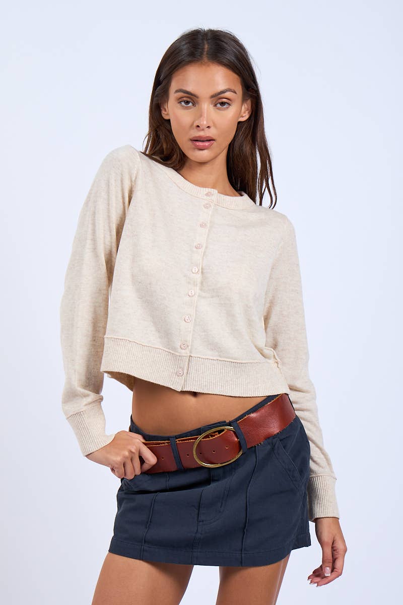 Boat Neck Button Knit Sweater