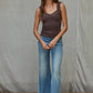 Knit Seamless Ribbed Tank Top with Lace Trim