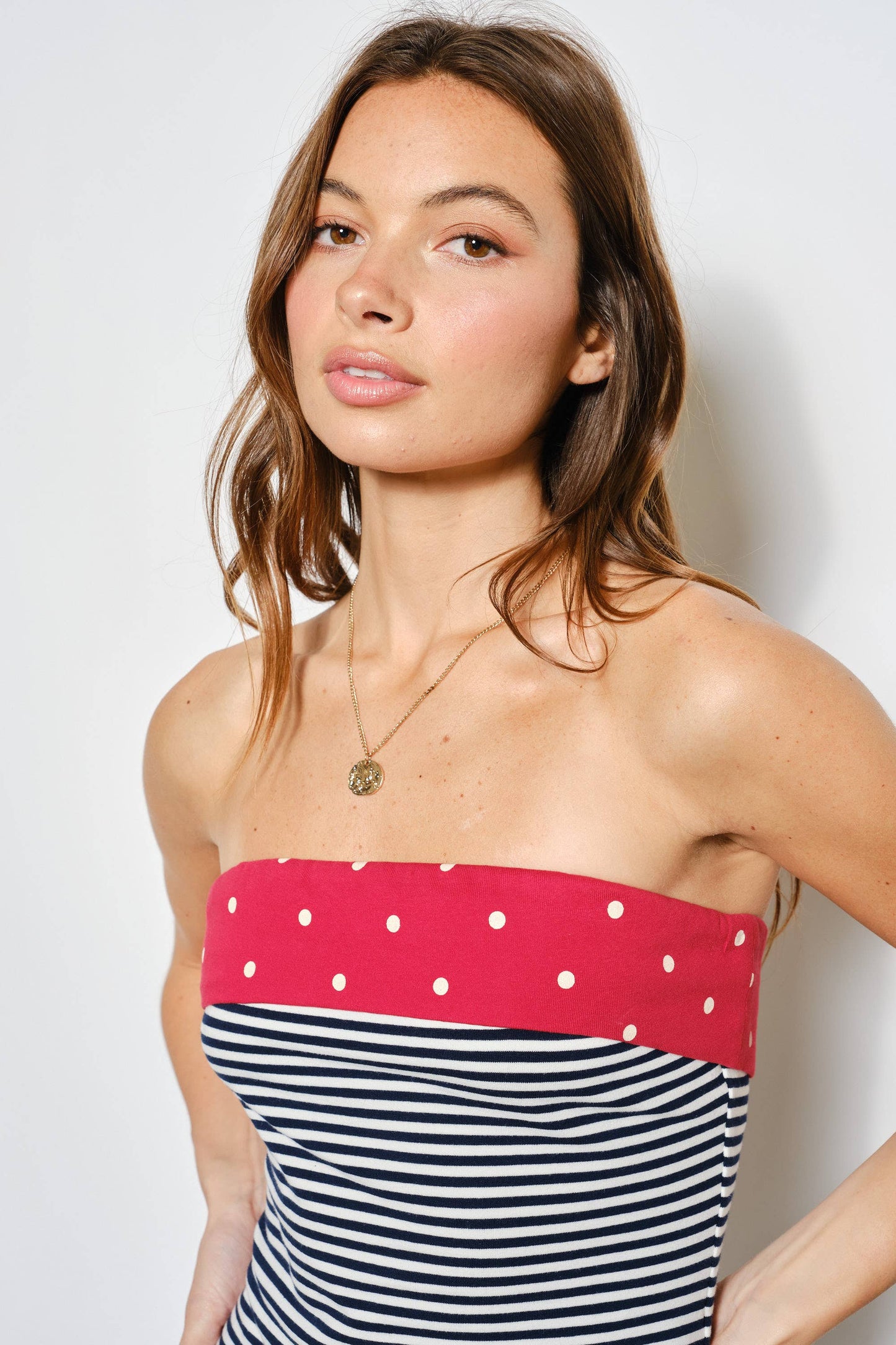 Polka Dot Striped Tube Top
