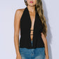 Halter Ruched Front Peplum Top