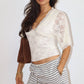 Scalloped Lace V-Neck Top