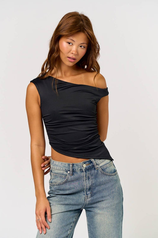 Edgy Elegance Asymmetrical Top