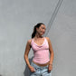 Pink Cross Strap Tie Back Top