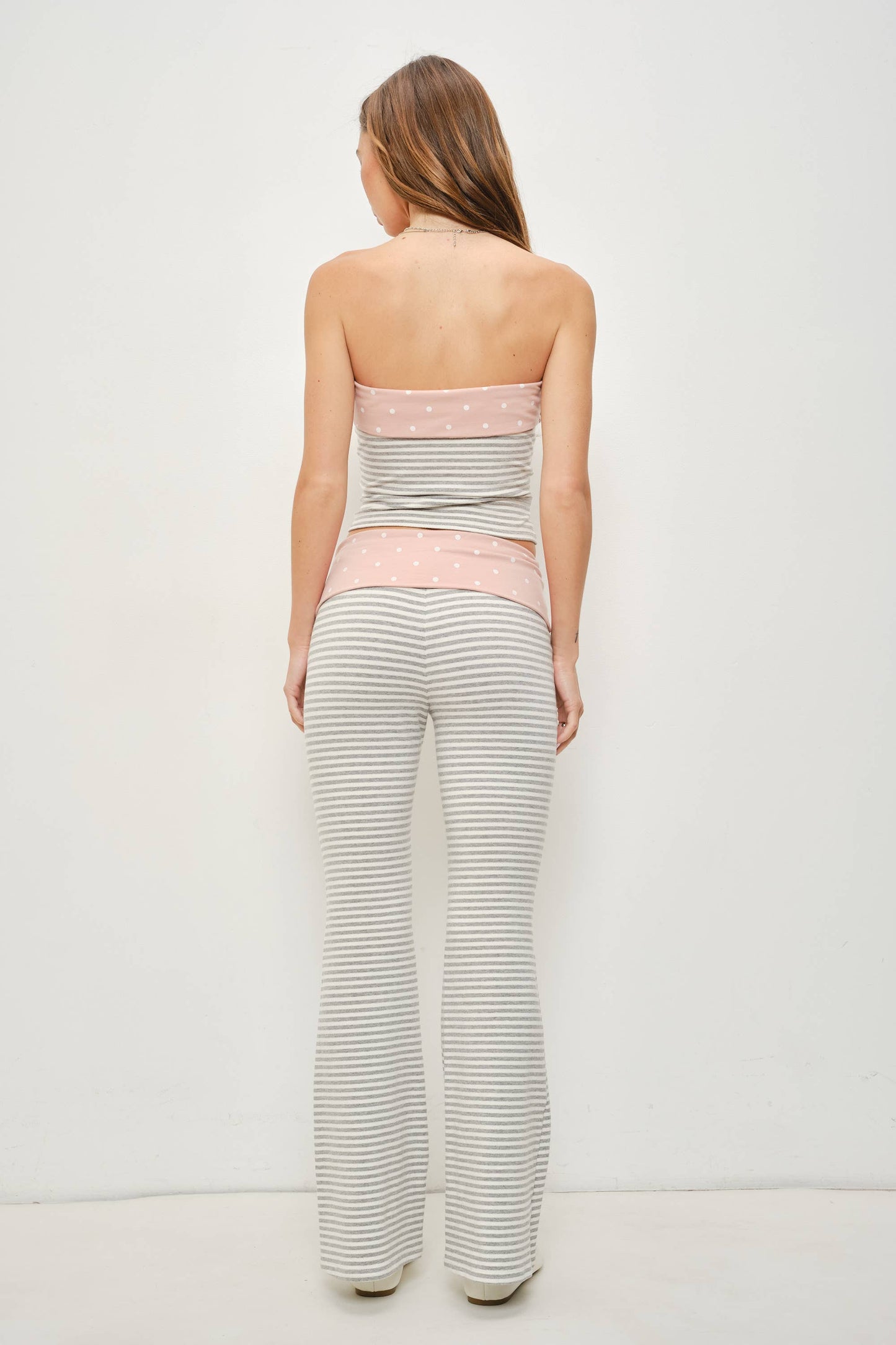Pink Polka Dot Fold Over Pants