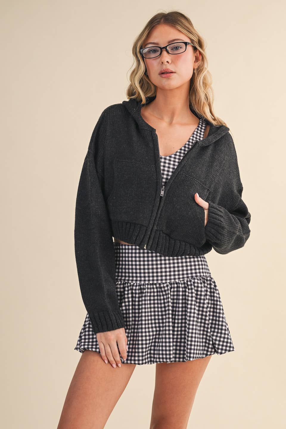 Kat Knit Zip Up Hoodie Sweater