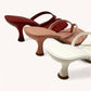 Square Toe Thong Strap Kitten Heel