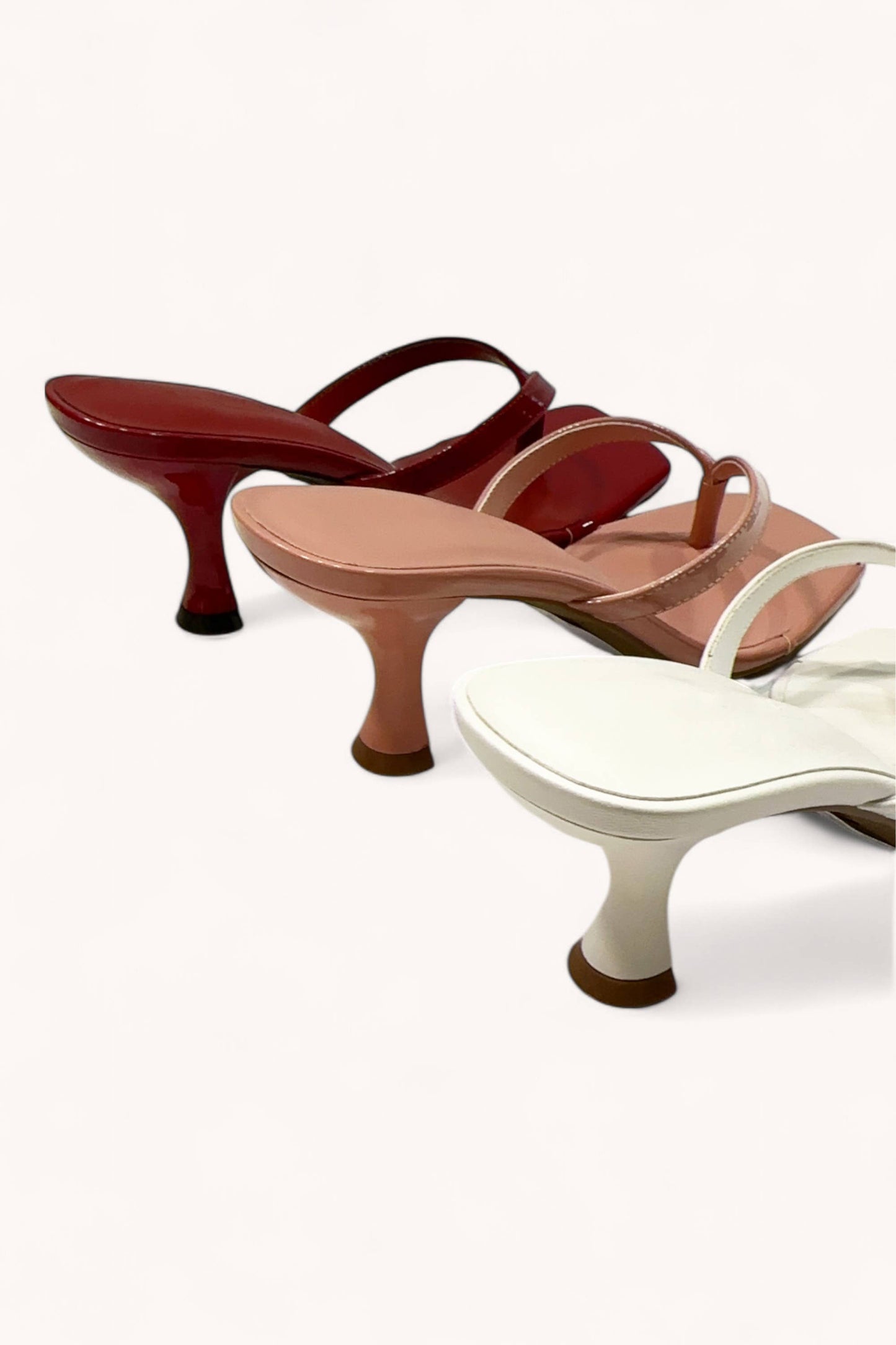 Square Toe Thong Strap Kitten Heel