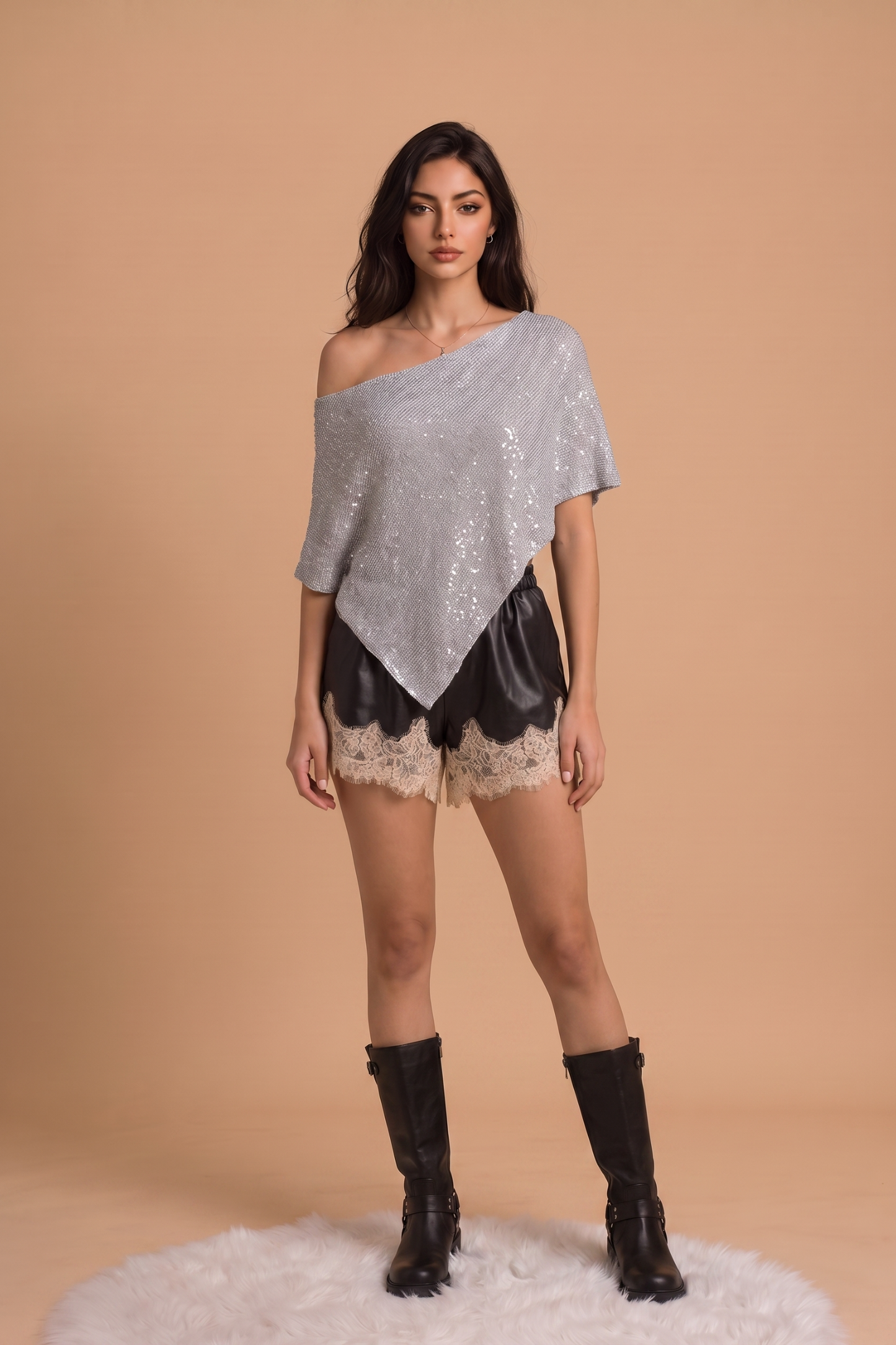 SEQUIN SWEATER PONCHO