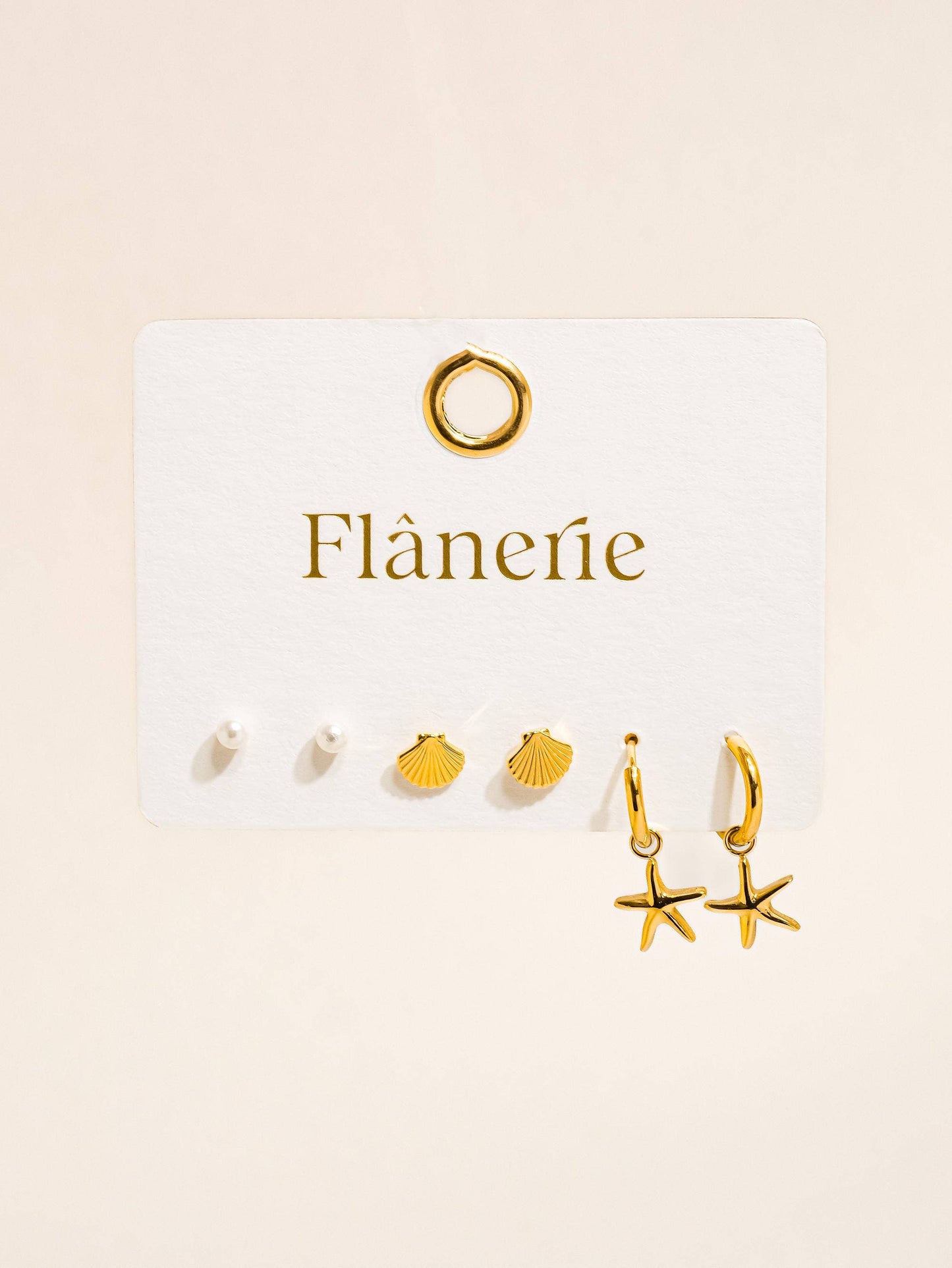 Cécile 18K Gold Non-Tarnish Star, Shell, Pearl Earring