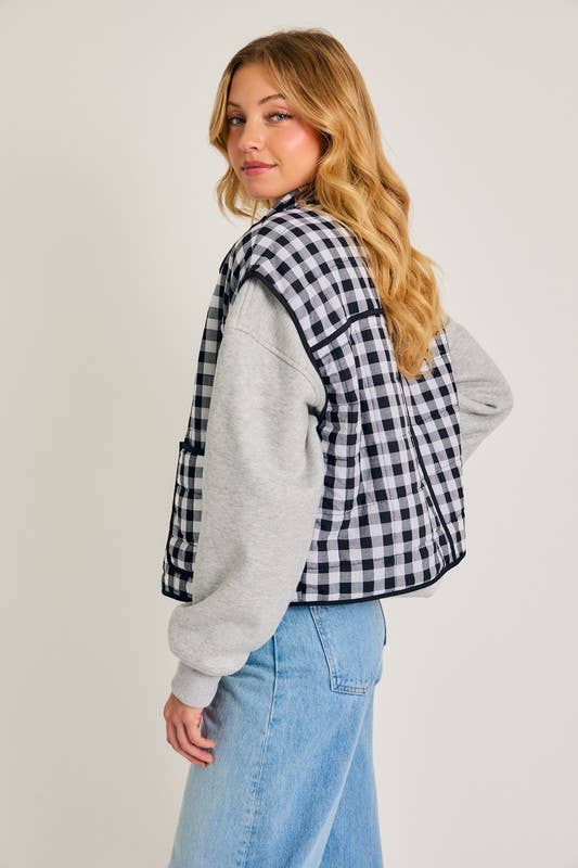 Drop Shoulder High Collared Quilt Vest