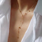 Brisse 18K Gold Non-Tarnish Dressy Beaded Y Lariat Necklace