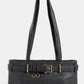 Belt Strap Textured Leather Hand Bag