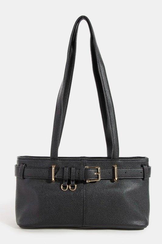 Belt Strap Textured Leather Hand Bag