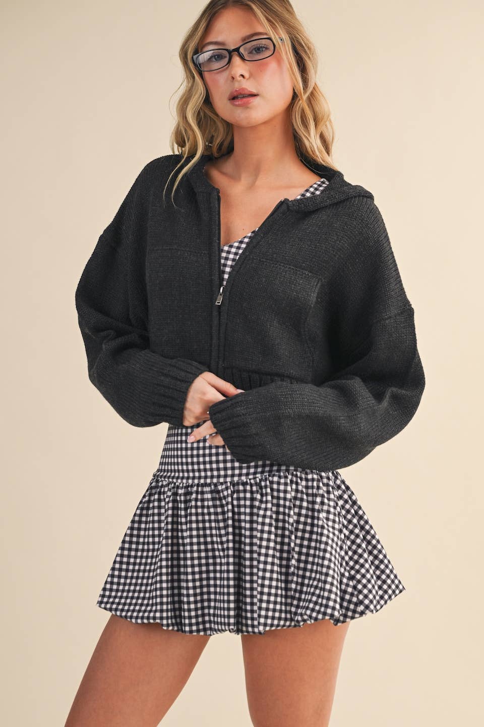 Kat Knit Zip Up Hoodie Sweater
