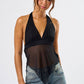 Knit Jersey & Chiffon Halter Top